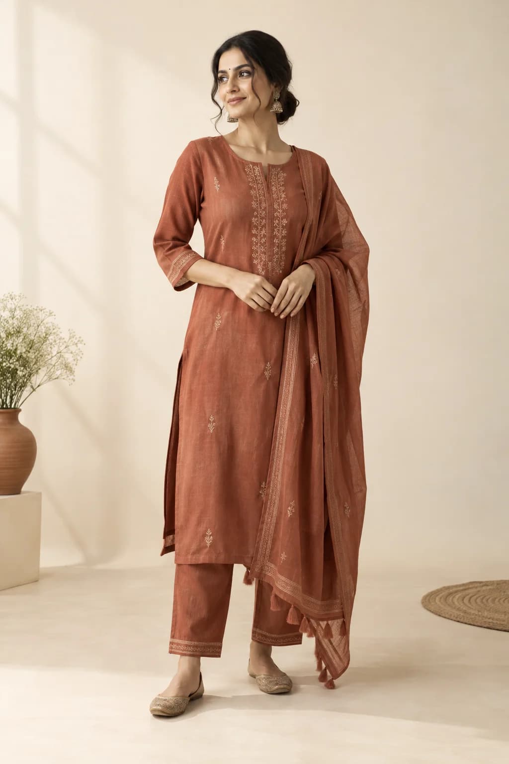 Terracotta kurta in a sample social post